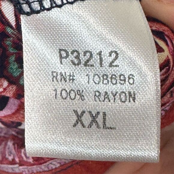 Toomi XXL Boho Peasant Navy Blue Red Paisley Floral Border Print Top Flowy Tunic - Picture 8 of 9